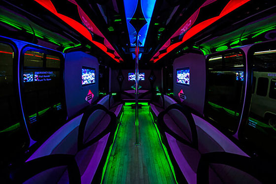 Party bus interior features, Shreveport,LA